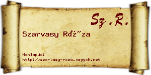 Szarvasy Róza névjegykártya